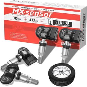 imageAutel TPMS Sensor MXSensor 2 in 1 Pressin Programmable TPMS Tire Pressure Sensor 315MHz433MHz 100 Cloneable Same as OEsensors Metal Valve Set of 4