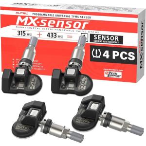imageAutel TPMS Sensor Set of 4 2in 1MXSensor 315MHz  433MHz Dual Frequency 100 Programmable Replace OEM Sensor Work with Autel TPMS Tool TS408S TS501 TS508WF TS601 Pressin Metal Valve