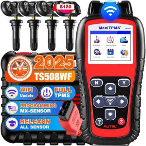 imageAutel MaxiTPMS TS508WF KIT 2025 TPMS Programming Relearn Tool with 4PCS Autel MX Sensor 120 WiFi Ver of TS601 TS508 TS501 PRO RelearnActivate All TPMS Sensor TPMS Reset Lifetime Free Update