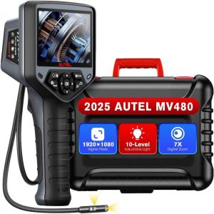 imageAutel MaxiVideo MV480 Inspection Camera 1080P HD Industrial Endoscope with Light Dual Cameras 10Level Adjustable LED 7X Zoom Snake Borescope with Audio Annotation 360Rotation Up of MV460
