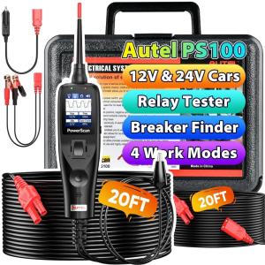 imageAutel PowerScan PS100 Power Circuit Probe Kit 2025 Advanced Electrical Wire Tracer Circuit Relay Tester Breaker Short Finder Tool Activate Component Check Ground Read AC DC Resistance 40ft CableBlack