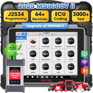 imageAutel MaxiSys MS908CV II 2025 Upgrade of MS908CV Heavy Duty Truck Diagnostic Scanner Diesel Scan Tool w J2534 ECU Programmer Coding3000 Test 64 Service Same as MS909CV Auto Scan 20 10 OS