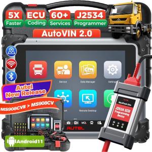 imageAutel MaxiSys MS908CV II Truck Scanner 2025 Heavy Duty Tool MaxiSys CV II for Semi Commercial Truck J2534 ECU Coding All System Diagnosis Active Test 64 Service as MS909CV Elite II Pro Snapon