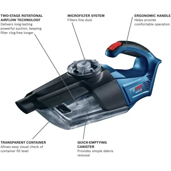 BOSCH 18V Handheld Vacuum Cleaner  GAS18V-02N, Blue GAS18V-02N, Blue)
