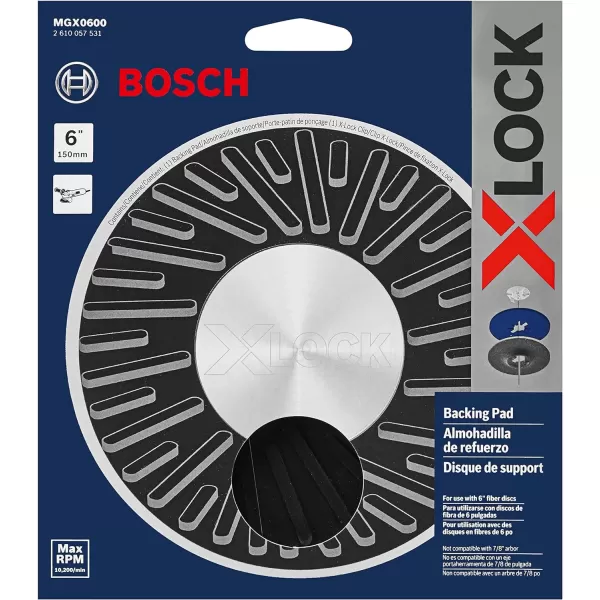 BOSCH MGX0450 4-1/2 In. X-LOCK Backing Pad with X-LOCK Clip - Medium Hardness, Use with Fiber Discs, for Applications in Metal Surface Finishing, Weld Blending, Rust Removal, Black