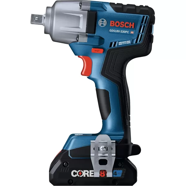 BOSCH GDS18V-330CN 18V Brushless Connected-Ready 1/2 In. Mid-Torque Impact Wrench with Friction Ring and Thru-Hole  18V 4 Ah Batteries)