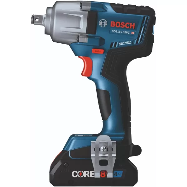 BOSCH GDS18V-330CN 18V Brushless Connected-Ready 1/2 In. Mid-Torque Impact Wrench with Friction Ring and Thru-Hole 