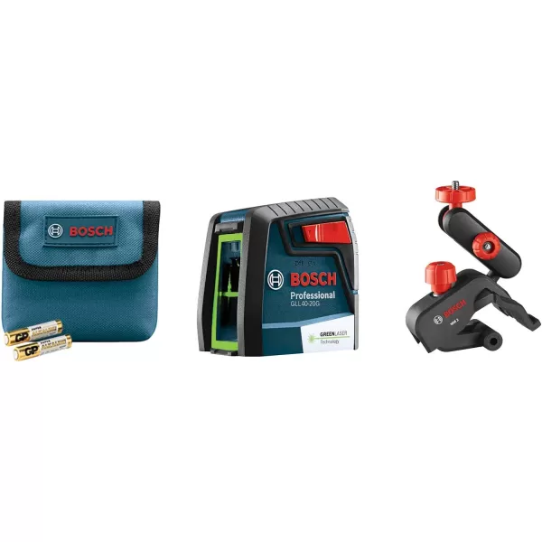 BOSCH GLL50-20GL 65ft Green-Beam Cross-Line Laser with VisiMax Technology, Rechargable Lithium-Ion Battery, Self-Leveling, with Magnetic Mount
