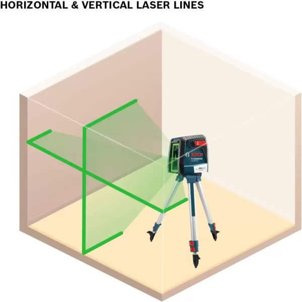 BOSCH GLL50-20GL 65ft Green-Beam Cross-Line Laser with VisiMax Technology, Rechargable Lithium-Ion Battery, Self-Leveling, with Magnetic Mount