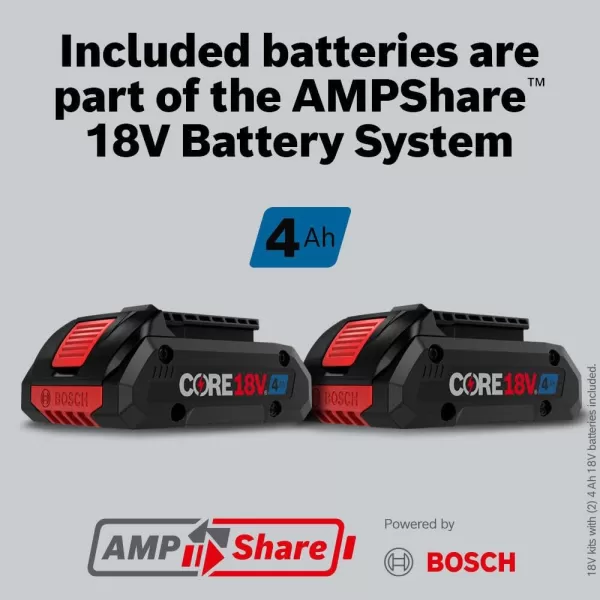 BOSCH GSB18V-800CB24 1/2 In. Brushless Connected-Ready Hammer Drill/Driver Kit with  CORE18V® 4 Ah Advanced Power Battery 18V 4 Ah Batteries)