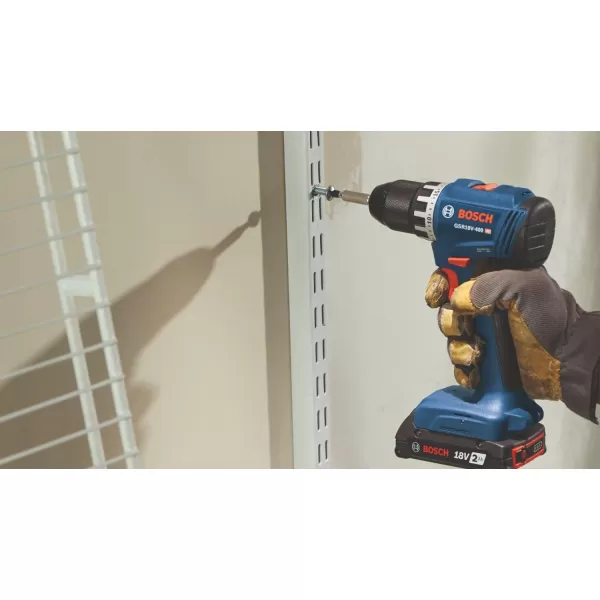BOSCH GSR18V-400B12 18V Compact Brushless 1/2 In. Drill/Driver Kit with  2.0 Ah SlimPack Battery 2.0 Ah Batteries)