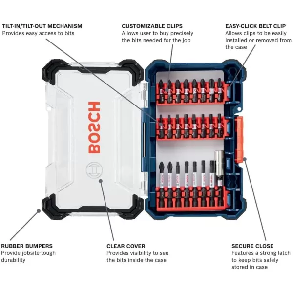 BOSCH SDMS48 48-Piece Assorted Impact Tough Screwdriving Custom Case System Set for Screwdriving Applications