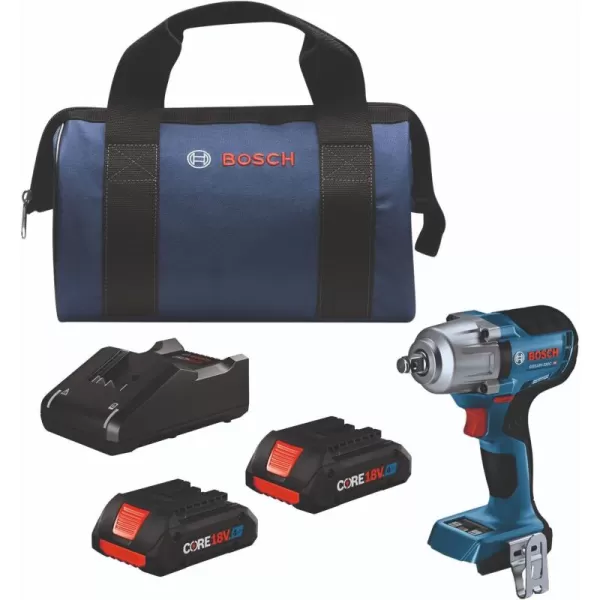 BOSCH GDS18V-330CN 18V Brushless Connected-Ready 1/2 In. Mid-Torque Impact Wrench with Friction Ring and Thru-Hole 