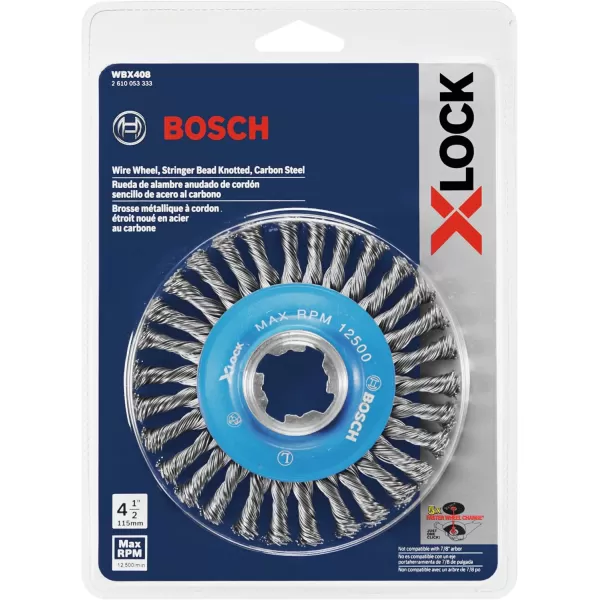 BOSCH WBX418 4-1/2 In. X-LOCK Arbor Tempered Steel Crimped Wire Wheel For Applications in De-burring, Removing Oxides, Flash Removal, Edge Blending