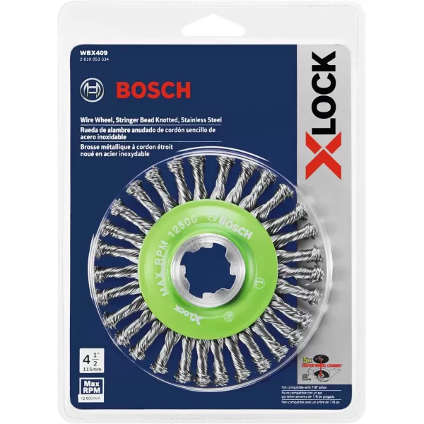 BOSCH WBX418 4-1/2 In. X-LOCK Arbor Tempered Steel Crimped Wire Wheel For Applications in De-burring, Removing Oxides, Flash Removal, Edge Blending