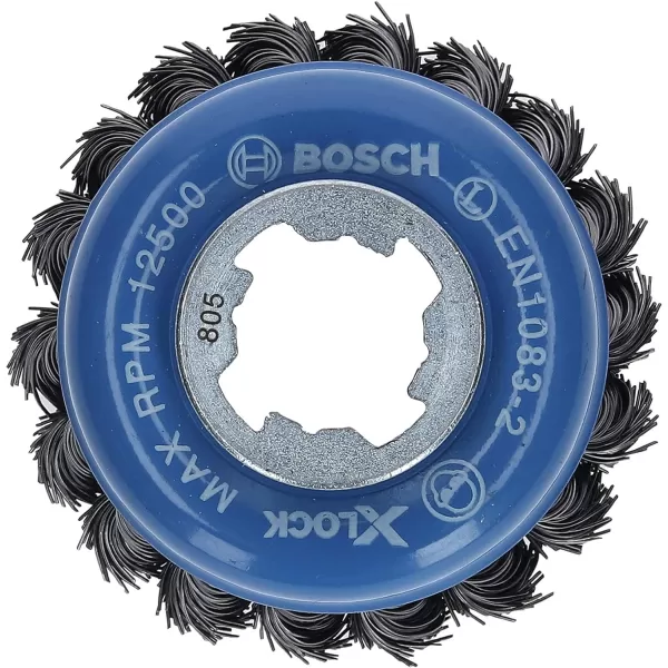 BOSCH WBX418 4-1/2 In. X-LOCK Arbor Tempered Steel Crimped Wire Wheel For Applications in De-burring, Removing Oxides, Flash Removal, Edge Blending