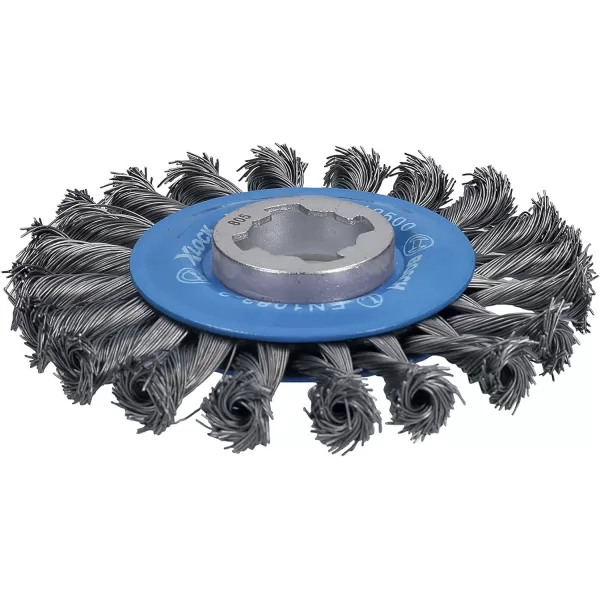 BOSCH WBX418 4-1/2 In. X-LOCK Arbor Tempered Steel Crimped Wire Wheel For Applications in De-burring, Removing Oxides, Flash Removal, Edge Blending