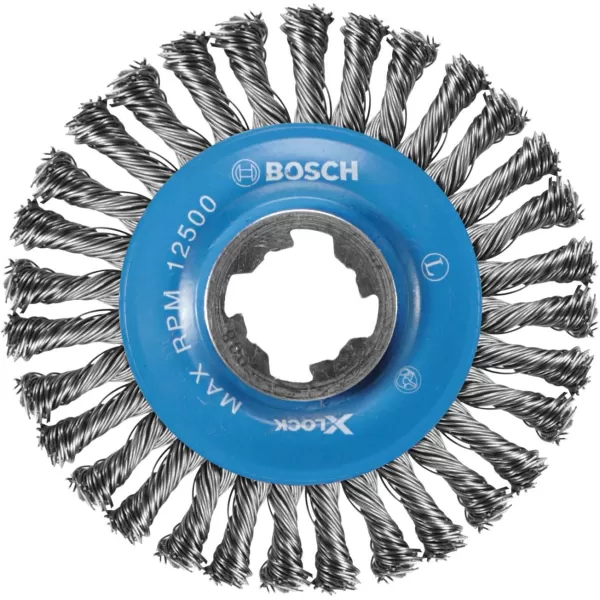 BOSCH WBX418 4-1/2 In. X-LOCK Arbor Tempered Steel Crimped Wire Wheel For Applications in De-burring, Removing Oxides, Flash Removal, Edge Blending