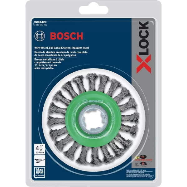 BOSCH WBX418 4-1/2 In. X-LOCK Arbor Tempered Steel Crimped Wire Wheel For Applications in De-burring, Removing Oxides, Flash Removal, Edge Blending