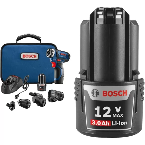 Bosch 12V 5-in-1 Cordless Electric Screwdriver Kit + 12V Max 3.0 Ah Lithium-Ion Battery