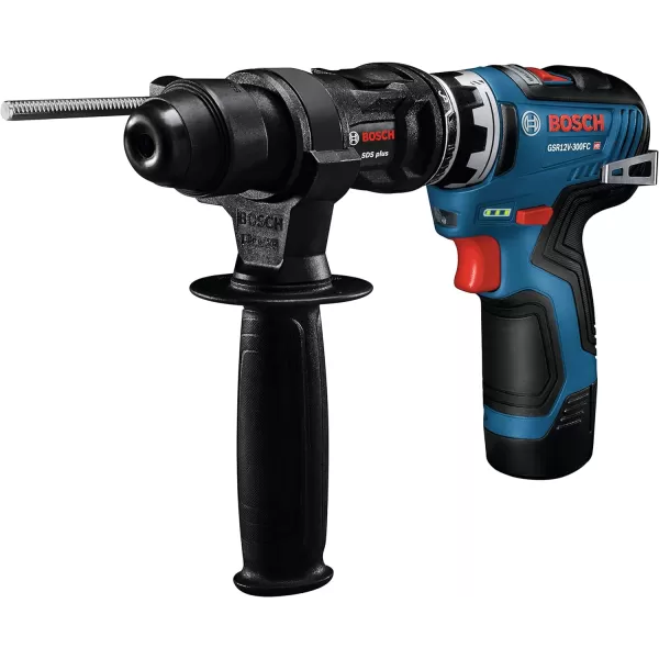 BOSCH GSR12V-300FCB22 12V Max EC Brushless Flexiclick 5-In-1 Drill/Driver System with  2.0 Ah Batteries and BOSCH GFA12-H SDS-plus® Rotary Hammer Attachment