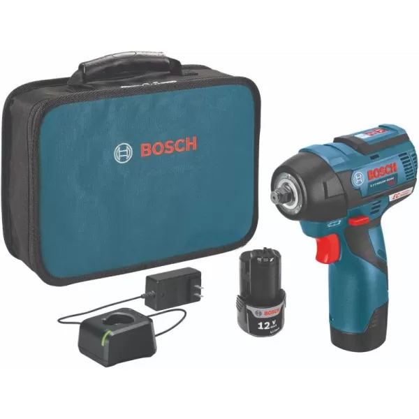 Bosch PS82-02-RT 12V MAX 2.0 Ah Cordless Lithium-Ion EC Brushless 3/8 in. Impact Wrench Kit 