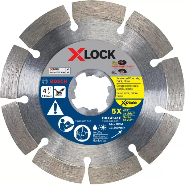 BOSCH DBX641S 6 In. X-LOCK Segmented Rim Diamond Blade Compatible with 7/8 In. Arbor for Application in Pavers, Soft Brick, Block