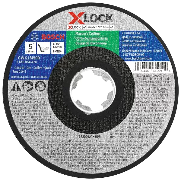 BOSCH TCWX1AL600 6 In. x 1/16 In. X-LOCK Metal Cutting Abrasive Wheel 46 Grit Compatible with 7/8 In. Arbor Type 1A  for Applications in Aluminum Cutting