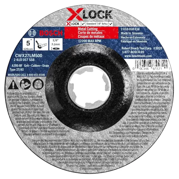 BOSCH TCWX1AL600 6 In. x 1/16 In. X-LOCK Metal Cutting Abrasive Wheel 46 Grit Compatible with 7/8 In. Arbor Type 1A  for Applications in Aluminum Cutting