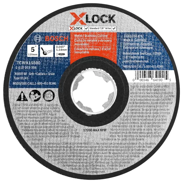 BOSCH TCWX1AL600 6 In. x 1/16 In. X-LOCK Metal Cutting Abrasive Wheel 46 Grit Compatible with 7/8 In. Arbor Type 1A  for Applications in Aluminum Cutting