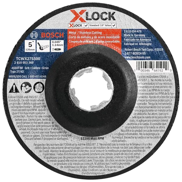 BOSCH TCWX1AL600 6 In. x 1/16 In. X-LOCK Metal Cutting Abrasive Wheel 46 Grit Compatible with 7/8 In. Arbor Type 1A  for Applications in Aluminum Cutting