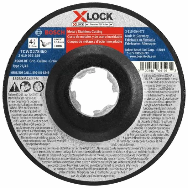 BOSCH TCWX1AL600 6 In. x 1/16 In. X-LOCK Metal Cutting Abrasive Wheel 46 Grit Compatible with 7/8 In. Arbor Type 1A  for Applications in Aluminum Cutting