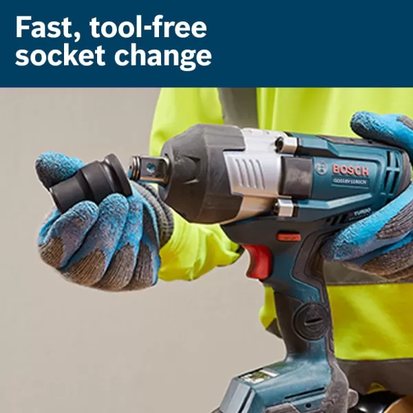 BOSCH GDS18V-1180CN PROFACTOR™ 18V Connected-Ready 3/4 In. Impact Wrench with Friction Ring and Thru-Hole  18V 8 Ah Batteries)