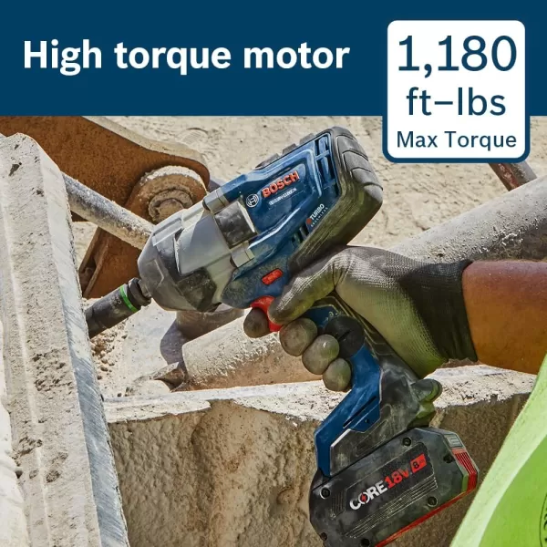 BOSCH GDS18V-1180CN PROFACTOR™ 18V Connected-Ready 3/4 In. Impact Wrench with Friction Ring and Thru-Hole  18V 8 Ah Batteries)