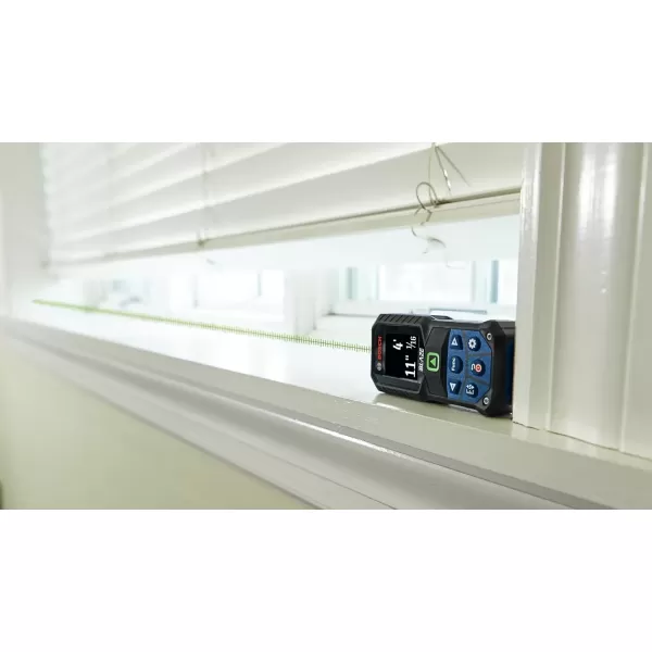 imageBOSCH GLM16527CGL 165 Ft Blaze GreenBeam Laser Distance Measure with 37V LithiumIon 10 Ah Battery Includes 10 Ah 37V LithiumIon Battery Belt Clip ampamp Pouch