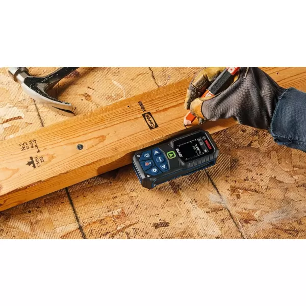 imageBOSCH GLM16527CGL 165 Ft Blaze GreenBeam Laser Distance Measure with 37V LithiumIon 10 Ah Battery Includes 10 Ah 37V LithiumIon Battery Belt Clip ampamp Pouch
