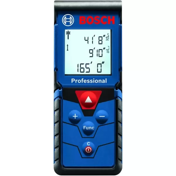 imageBOSCH GLM16540 Blaze 165 Ft Laser Distance Measure Includes 2 AAA Batteries Hand Strap Target Cards ampamp Pouch