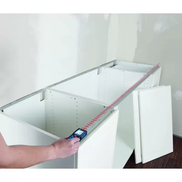 imageBOSCH GLM16540 Blaze 165 Ft Laser Distance Measure Includes 2 AAA Batteries Hand Strap Target Cards ampamp Pouch