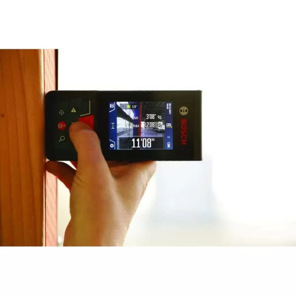 imageBOSCH GLM400C 400 Ft Blaze Outdoor Connected Laser Measure with Camera Viewfinder Includes 3 AA Batteries Hand Strap ampamp PouchAA Battery Version