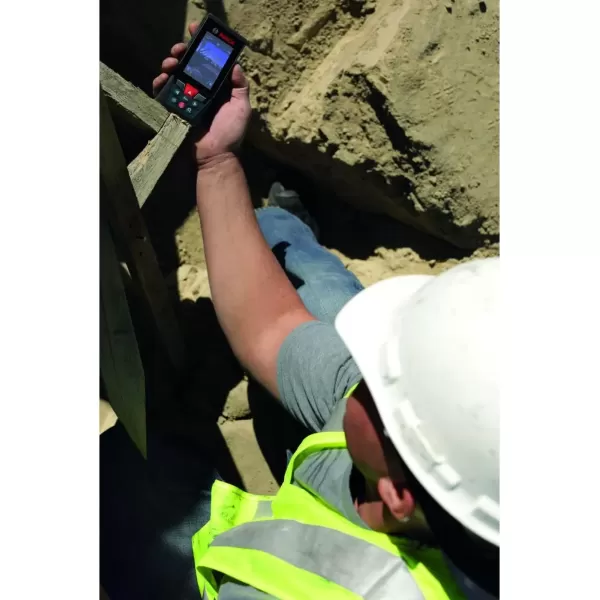 imageBOSCH GLM400C 400 Ft Blaze Outdoor Connected Laser Measure with Camera Viewfinder Includes 3 AA Batteries Hand Strap ampamp PouchAA Battery Version
