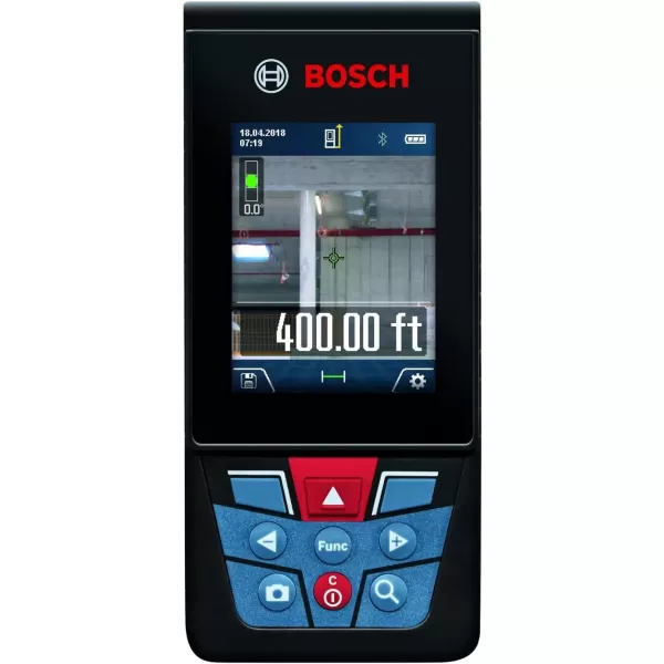 imageBOSCH GLM400C 400 Ft Blaze Outdoor Connected Laser Measure with Camera Viewfinder Includes 3 AA Batteries Hand Strap ampamp PouchAA Battery Version