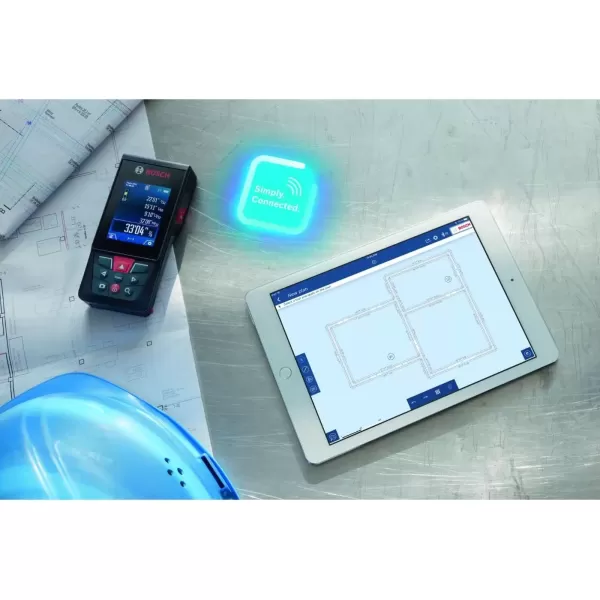 imageBOSCH GLM400C 400 Ft Blaze Outdoor Connected Laser Measure with Camera Viewfinder Includes 3 AA Batteries Hand Strap ampamp PouchAA Battery Version