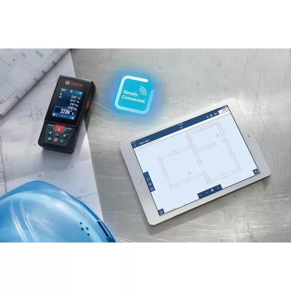 imageBOSCH GLM400C 400 Ft Blaze Outdoor Connected Laser Measure with Camera Viewfinder Includes 3 AA Batteries Hand Strap ampamp PouchLiIon Battery Version