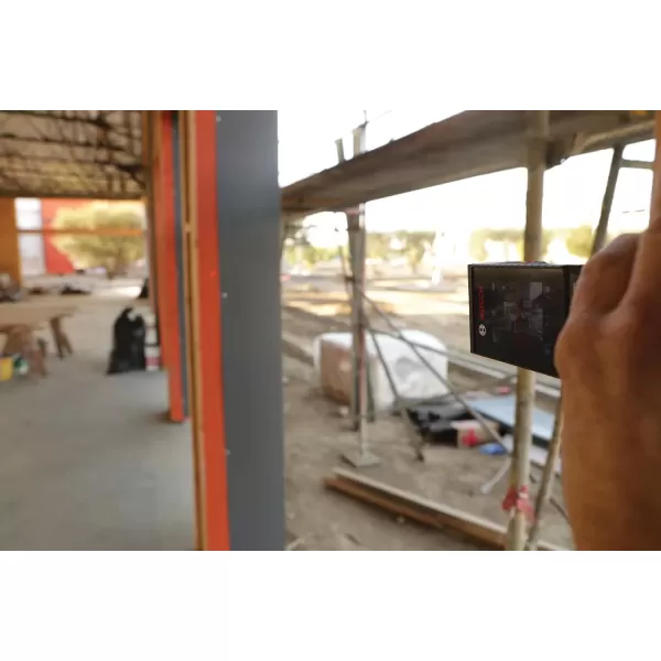 imageBOSCH GLM400C 400 Ft Blaze Outdoor Connected Laser Measure with Camera Viewfinder Includes 3 AA Batteries Hand Strap ampamp PouchLiIon Battery Version