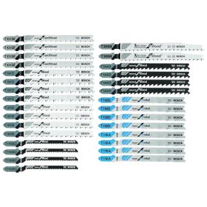 imageBOSCH T30C TShank MultiPurpose Jigsaw Blades 30 Piece Assorted Jig Saw Blade Set for Cutting Wood and Metal30Pack