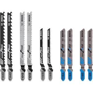 imageBOSCH T5002 TShank MultiPurpose Jigsaw Blades 10 Piece Assorted Jig Saw Blade Set for Cutting Wood and Metal