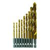imageBOSCH TI9IM 9Piece Assorted Set Titanium Nitride Coated Metal Drill Bits  Impact Tough with ImpactRated Hex Shank Ideal for HeavyGauge Carbon Steels Light Gauge Metal HardwoodAssorted