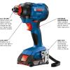 imageBosch GXL18V232B22 18V 2Tool Combo Kit with Compact Tough 12 In DrillDriver 14 In and 12 In TwoInOne BitSocket Impact Driver and 2 20 Ah SlimPack Batteries Blue