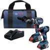 imageBOSCH GXL18V224B25 18V 2Tool Combo Kit with Connected 14 In and 12 In TwoInOne BitSocket Impact Driver and Brute Tough 12 In Hammer DrillDriver