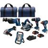imageBOSCH GXL18V501B25 18V 5Tool Combo Kit with 2In1 BitSocket Impact DriverWrench 12 In Hammer DrillDriver Reciprocating Saw Circular Saw LED Worklight and 2 CORE18V 4 Ah Compact Batteries6Tool Combo Kit